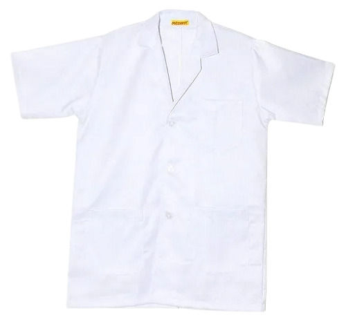 White Modern Style Half Sleeves Plain Cotton Medical Apron For Doctors