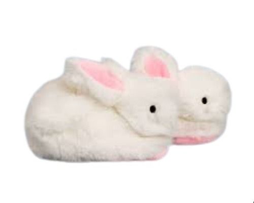 White With Pink Wool And Pu Upper Material Beads Closure Rabbit Slippers For Baby