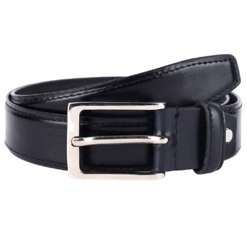 Black 4 Inches Width Light Weight Plain Strong Steel Buckle Leather Belt For Mens