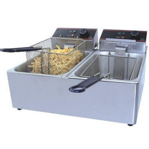 Stainless Steel 6 And 8 Liter Double Basket Electric Gas Deep Fryer For Hotel And Restaurants