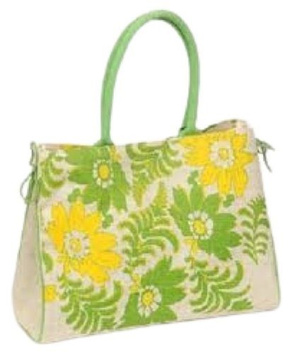 Flexiloop Handle Printed Designer Environment Friendly Trendy Jute Bag