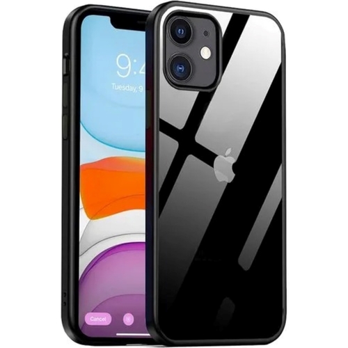 Rectangular Modern Strong And Safe Plastic And Rubber Mobile Cover For iPhone - Plastic and Rubber Material, Black Color | High Strength Design, Rounded Edges, Shock Resistance