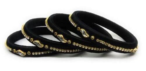 Casual Wera Black Silk Thread Bangle, Sizes 2.2" /2.4" / 2.6" / 2.8" / 2.10"