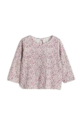 Pink With White Ladies 3-4Th Sleeve Trendy Chiffon Printed Top