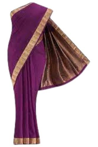 Purple Ladies Plain Soft Desire Banarasi Style Formal Wear Art Silk Saree