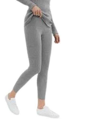 Grey Plain Pattern Casual Wear Cotton Made Stylish Legging For Women