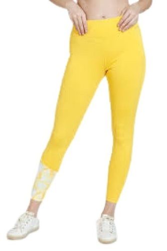 Yellow Plain Pattern Pure Cotton Durable Soft Casual Wear Leggings