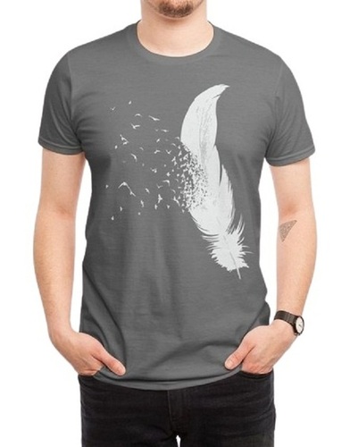 Printed Round Neck Short Sleeve Cotton T-Shirt For Men - Size: S, M, L, XL | Color: Grey, Pattern: Printed, Age Group: 18+