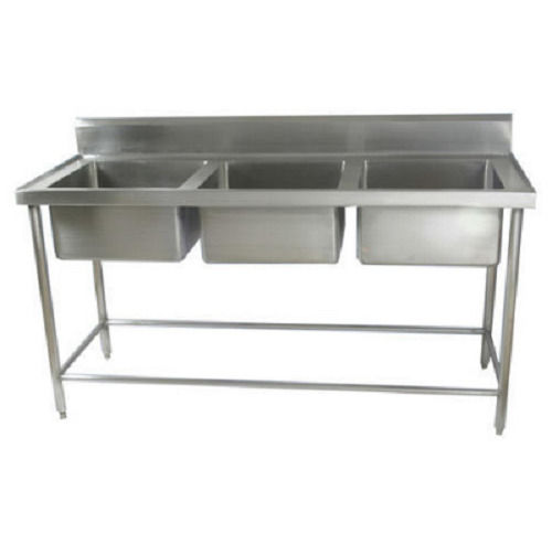 Rectangular Stainless Steel Three Sink Unit For Hotel And Restaurant