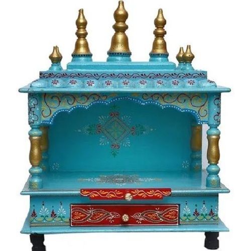 Multicolor 15 X 8 X 18 Inch Traditional Mango Wooden Temple