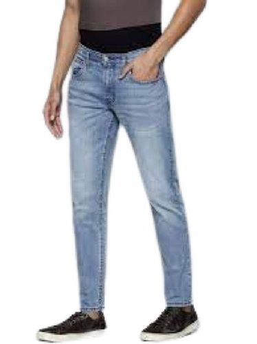 Comfortable Cotton Regular Fit Straight Style Light Blue Jeans Age Group: >16 Years