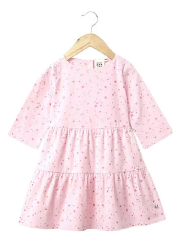 Full Sleeves Round Neck Printed Cotton Dress For Girls Bust Size: 10 Inch (In)