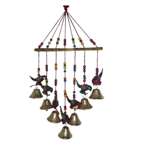 Handmade 1.5 Feet Paper Mache Bird Hanging Bell For Indoor Decoration