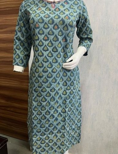 Ladies Printed Cotton Full Sleeves Kurti For Casual Wear