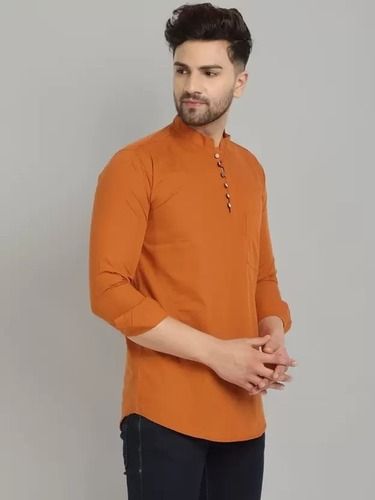 Men Cotton Full Sleeve Short Kurtas