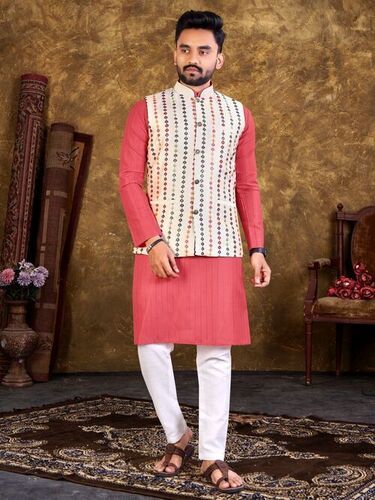 Mens Cotton Polyester Kurta And Pajamas With Jacket Application: Industrial