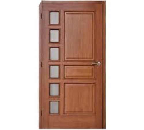 Brown Rectangular Plain Power Coated Interior Solid Teak Wood Door