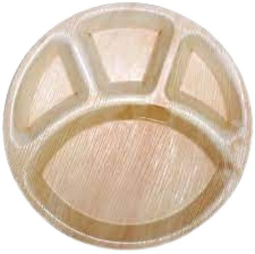 Round Shape Plain 12 Inch 3 Compartment Disposable Areca Leaf Plate