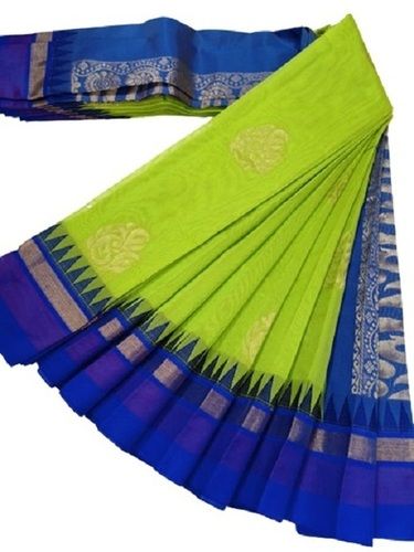 Green With Blue Cotton Silk Saree