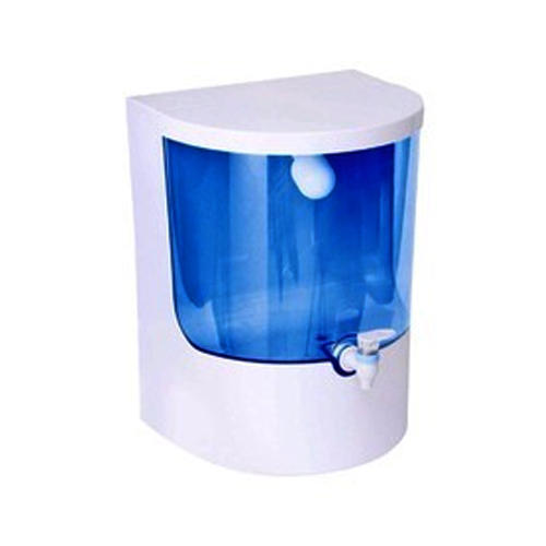 Water Purifier - 10 Liter Storage Capacity, Plastic Body, Automatic, Wall Mounted | Features: Activated Carbon Filter, Elegant White and Blue Design, 50 Hz Frequency