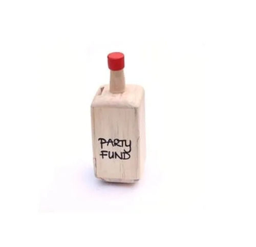 Handmade Wooden Bottle Shaped Party Fund Piggy Bank For Kids, Adult