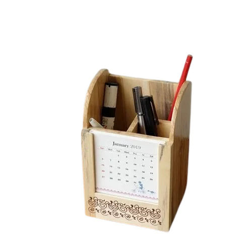 Handmade Wooden Pen And Calender Holder For Office And Personal Table