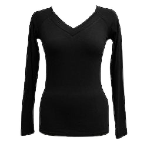 Black Ladies Casual Wear Full Sleeves And V Neck T-Shirt