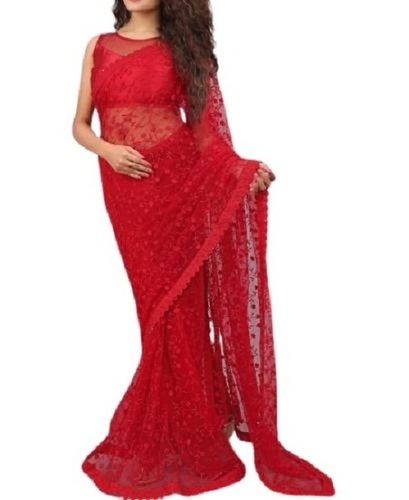 Red Ladies Embroidered Sarees