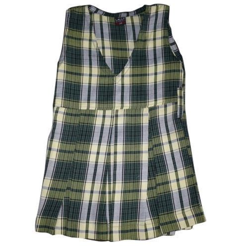 V-Neck Sleeveless Checked Print Comfortable Cotton Girls School Uniform Frock Age Group: 3-8