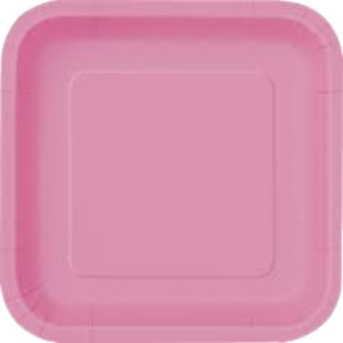 Pink 10 Inches Light Weight Plain Square Disposable Paper Plates, 50 Pieces Pack