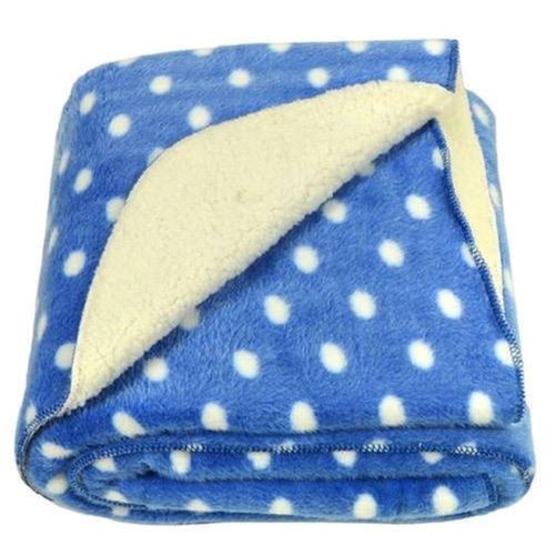 Blue And White 55 X 50 Inches Printed Knitted Soft Cotton Furr Blankets For Babies