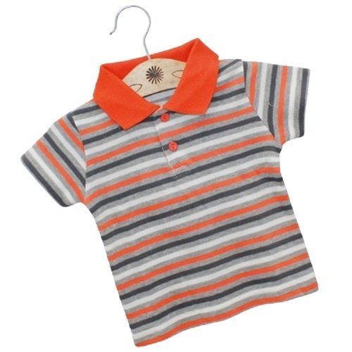 Boys Stripes Grey Polo Neck Short Sleeve Cotton T Shirt  Age Group: 1-5