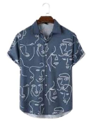 Casual Wear Stylish Comfortable Short Sleeve Printed Cotton Shirt For Men 