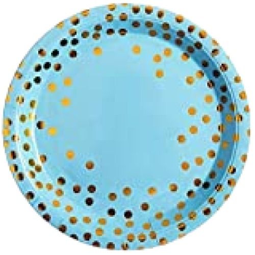 Disposable Eco Friendly Printed Sky Blue Paper Plates Pack Of 150