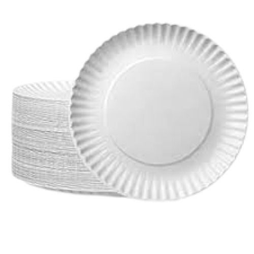 Eco Friendly Round Shape White Plain Paper Plates, Pack Of 200