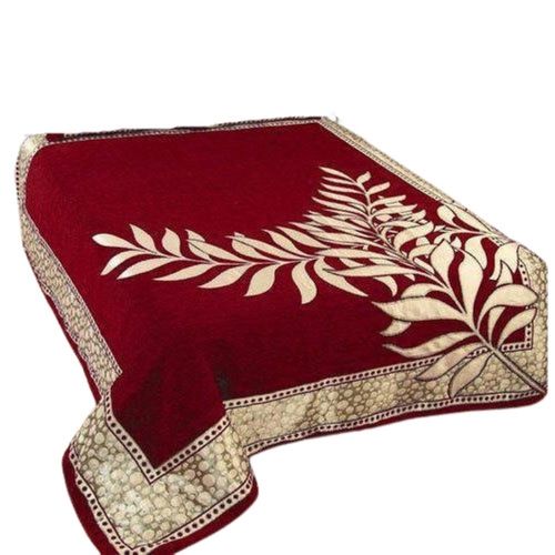 Golden And Red Full Size Knitted Technics Embroidered Pure Velvet Bedsheets For Home