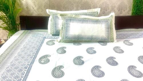 Indian Famous Alankaran Design Hand Block Printed Cotton Double Bedsheet