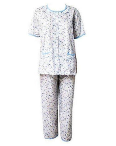 Ladies Comfortable And Breathable Cotton Half Sleeves Printed Night Suit