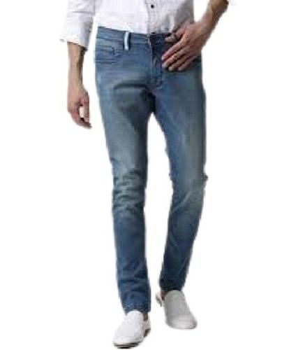 Blue Men'S Plain Modern Casual Wear Regular Fit Jeans Pant