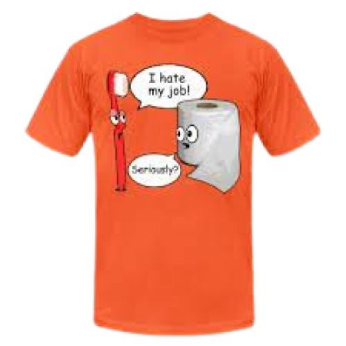 Orange Printed Cotton T Shirt Age Group: 18 Above