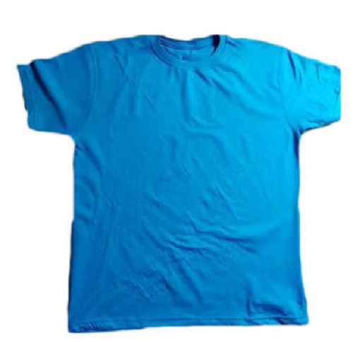 Sky Blue Plain O Neck Half Sleeves Casual Wear Cotton T Shirt For Boys