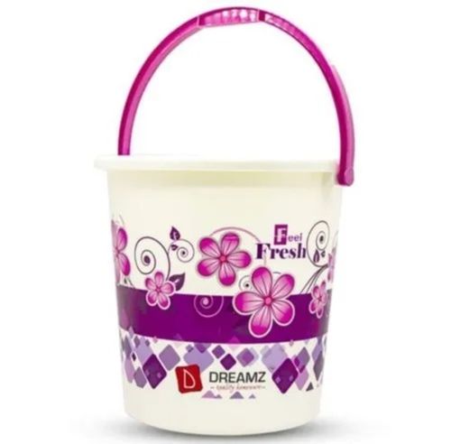 Pink 20-Liter Round Plain Printed Glossy Tensile Washable Dreamz Plastic Bucket