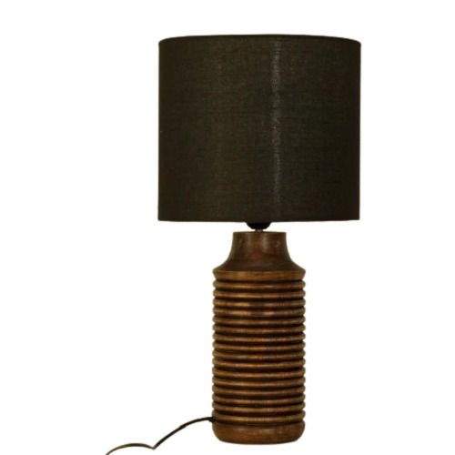 Brown Modern Fluorescent Teak Wooden Table Lamp Without Bulb