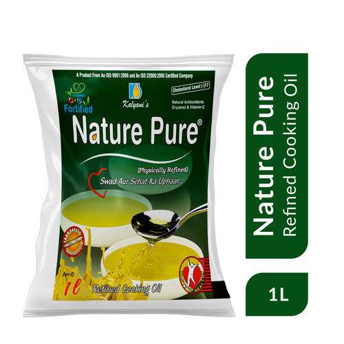 Nature Pure Physically Refined Rice Bran Cooking Oil, 1L Pack Application: Home