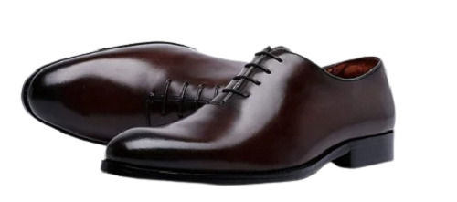 Black Pu Leather Round Toe Lace-Up Formal Shoes For Mens