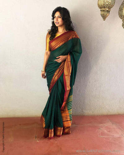 Pure Cotton Saree With Blouse For Party And Festival Wear