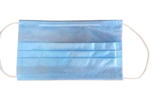 Blue Rectangular Lightweight 3 Ply Disposable Non-Woven Face Mask For Germs Protection