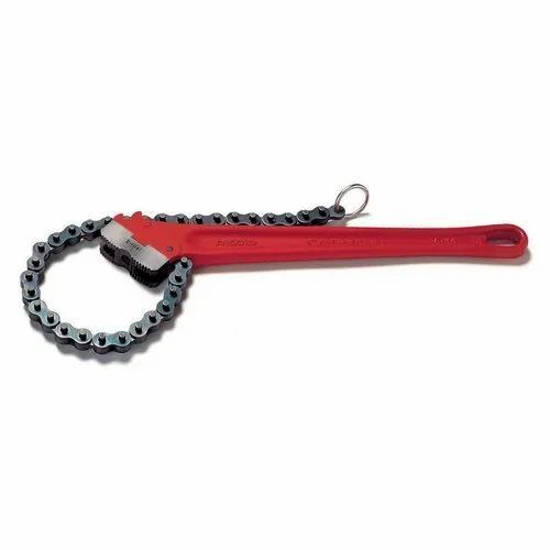 Red Ridgid Chain Wrench With 1 Year Of Warranty