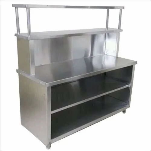 Stainless Steel Pickup Counter With 2 Under Shelf & 2 Over Head Shelf