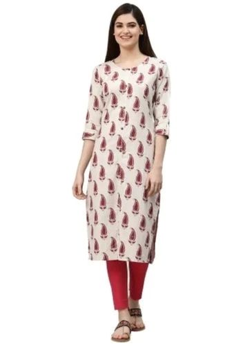 Multi Color 36 Inches Breathable Simple Mega Sleeves Cotton Printed Kurti For Ladies